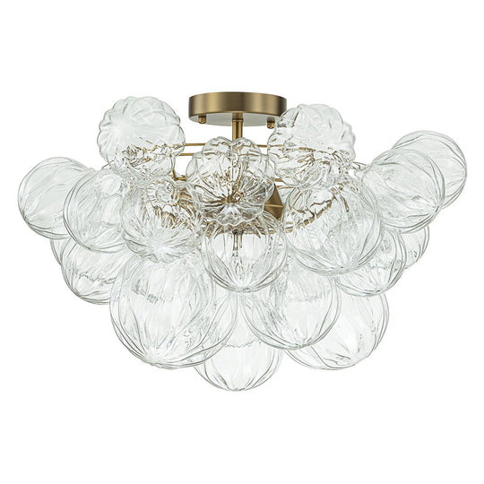 Pendantlightie-Modern 3-Light Textured Bubble Semi Flush Ceiling Light-Semi Flush Mount-Brass-