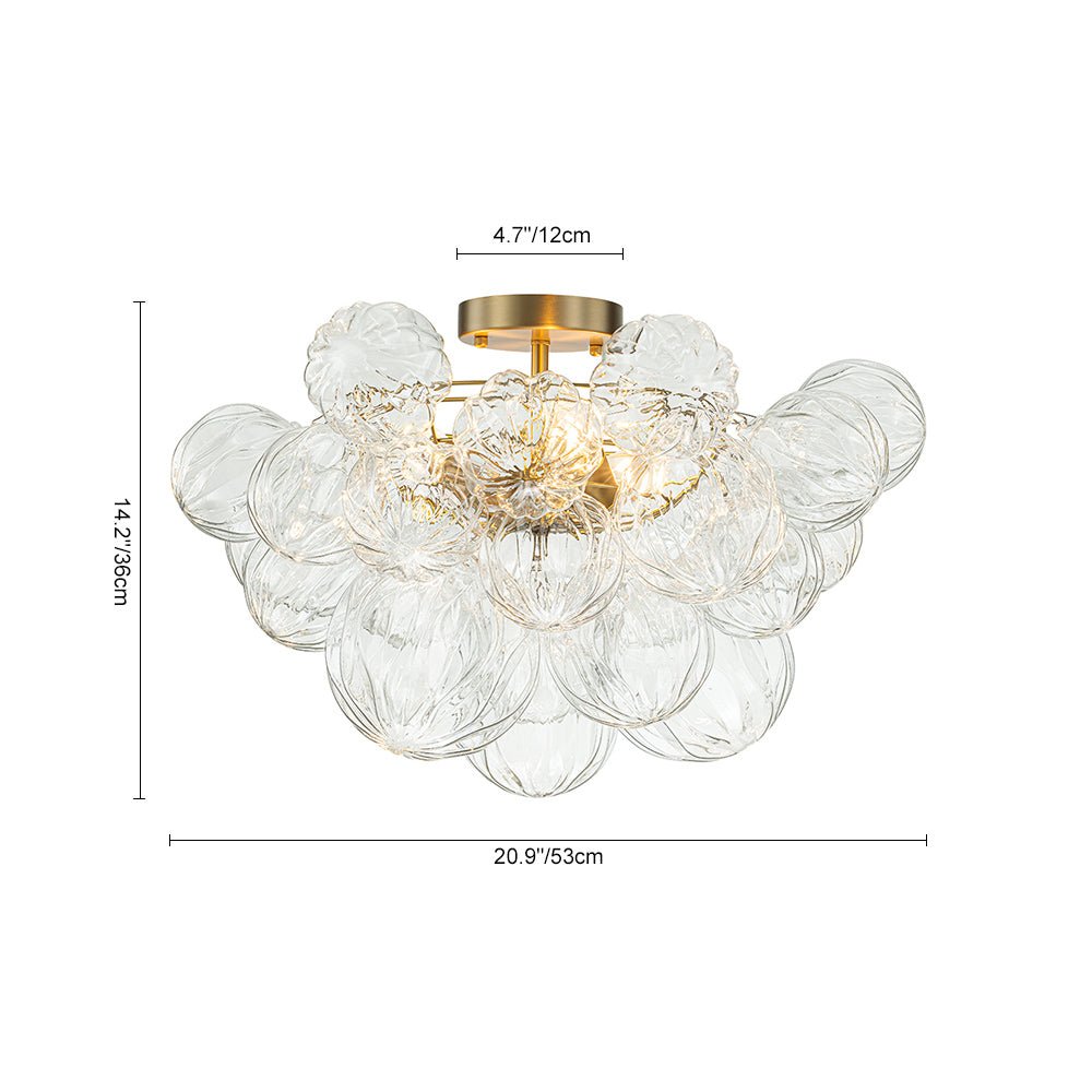 Pendantlightie-Modern 3-Light Textured Bubble Semi Flush Ceiling Light-Semi Flush Mount-Brass-