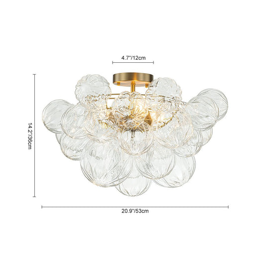 Pendantlightie-Modern 3-Light Textured Bubble Semi Flush Ceiling Light-Semi Flush Mount-Brass-