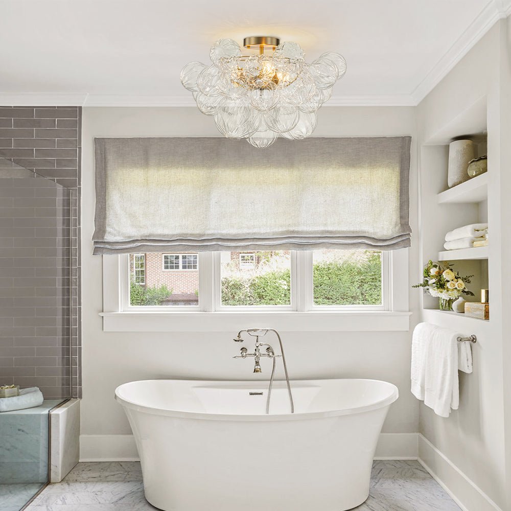 Pendantlightie-Modern 3-Light Textured Bubble Semi Flush Ceiling Light-Semi Flush Mount-Brass-