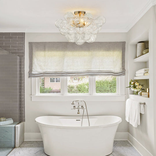 Pendantlightie-Modern 3-Light Textured Bubble Semi Flush Ceiling Light-Semi Flush Mount-Brass-