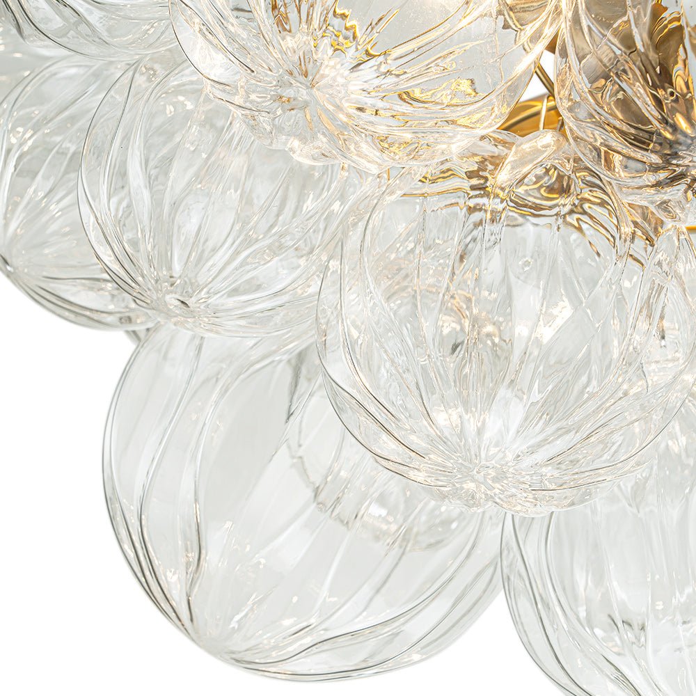 Pendantlightie-Modern 3-Light Textured Bubble Semi Flush Ceiling Light-Semi Flush Mount-Brass-