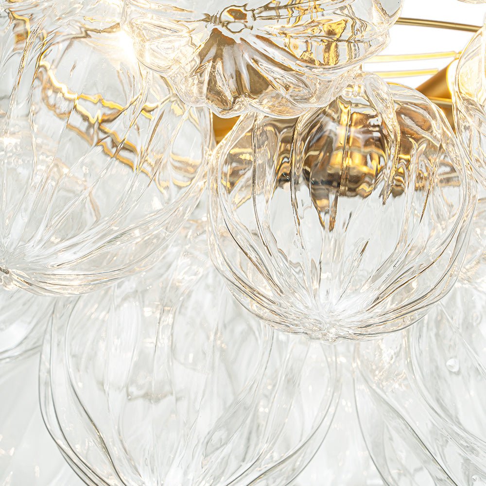 Pendantlightie-Modern 3-Light Textured Bubble Semi Flush Ceiling Light-Semi Flush Mount-Brass-