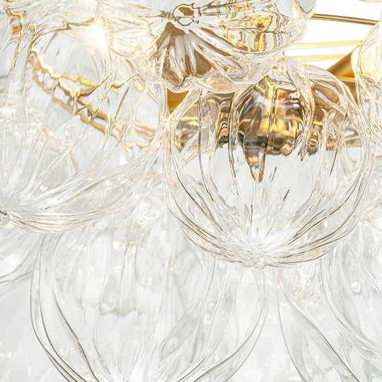 Pendantlightie-Modern 3-Light Textured Bubble Semi Flush Ceiling Light-Semi Flush Mount-Brass-