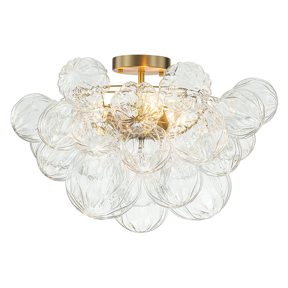 Pendantlightie-Modern 3-Light Textured Bubble Semi Flush Ceiling Light-Semi Flush Mount-Brass-
