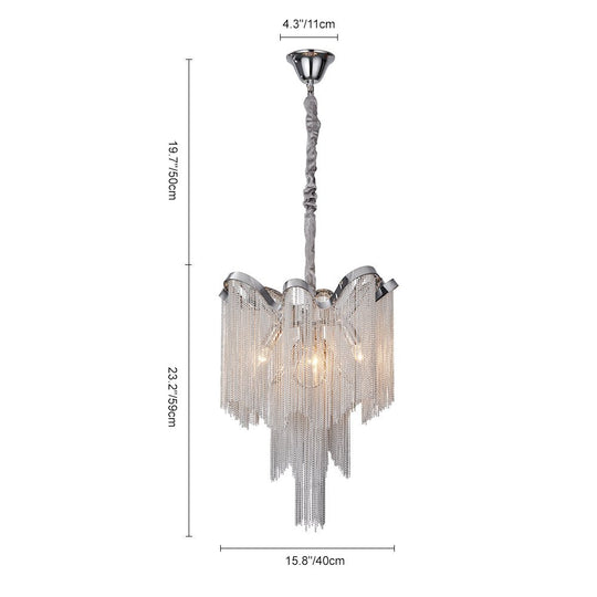 Pendantlightie-Modern 4-Light Tiered Tassel Chain Chandelier-Chandeliers--