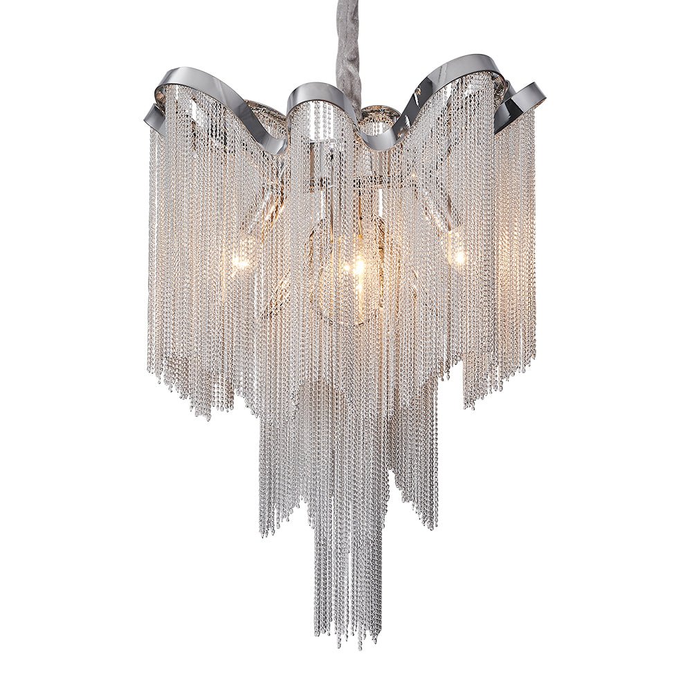Pendantlightie-Modern 4-Light Tiered Tassel Chain Chandelier-Chandeliers--