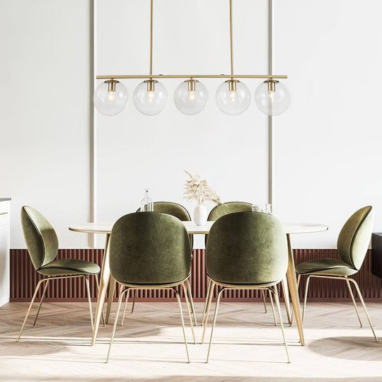 Pendantlightie-Modern 5-Light Glass Globe Linear Pendant Light-Pendants--