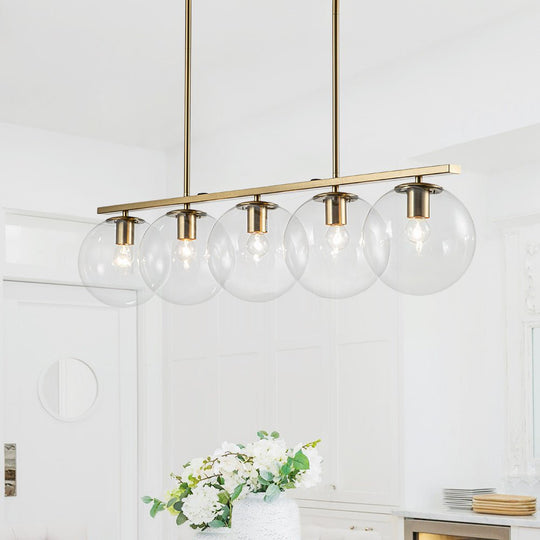 Pendantlightie-Modern 5-Light Glass Globe Linear Pendant Light-Pendants--