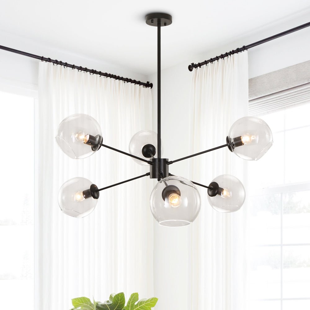 Pendantlightie-Modern 6-Light Glass Hanging Sputnik Light-Chandeliers--