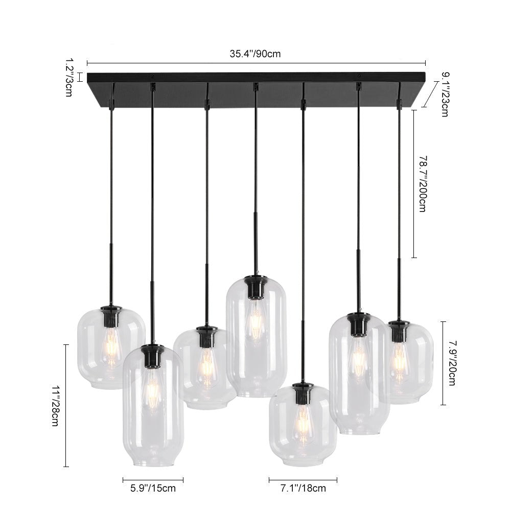 Pendantlightie-Modern 7-Light Cluster Glass Pendant Lights-Pendants-Black-