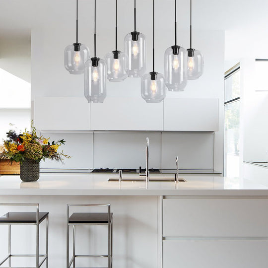 Pendantlightie-Modern 7-Light Cluster Glass Pendant Lights-Pendants-Black-