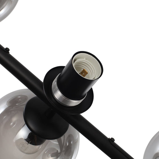 Pendantlightie-Modern 8-Light Glass Globe Linear Chandelier-Chandeliers-Brass-