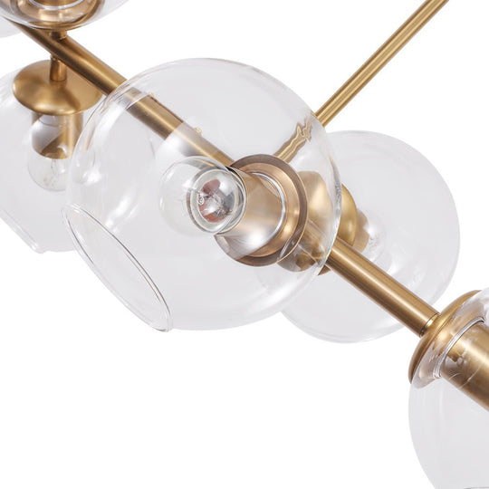 Pendantlightie-Modern 8-Light Glass Globe Linear Chandelier-Chandeliers-Brass-
