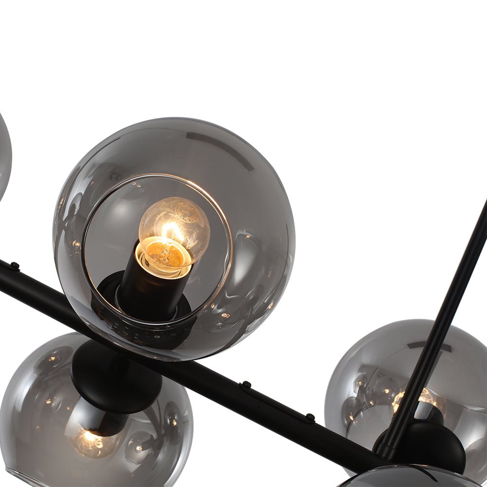Pendantlightie-Modern 8-Light Glass Globe Linear Chandelier-Chandeliers-Brass-