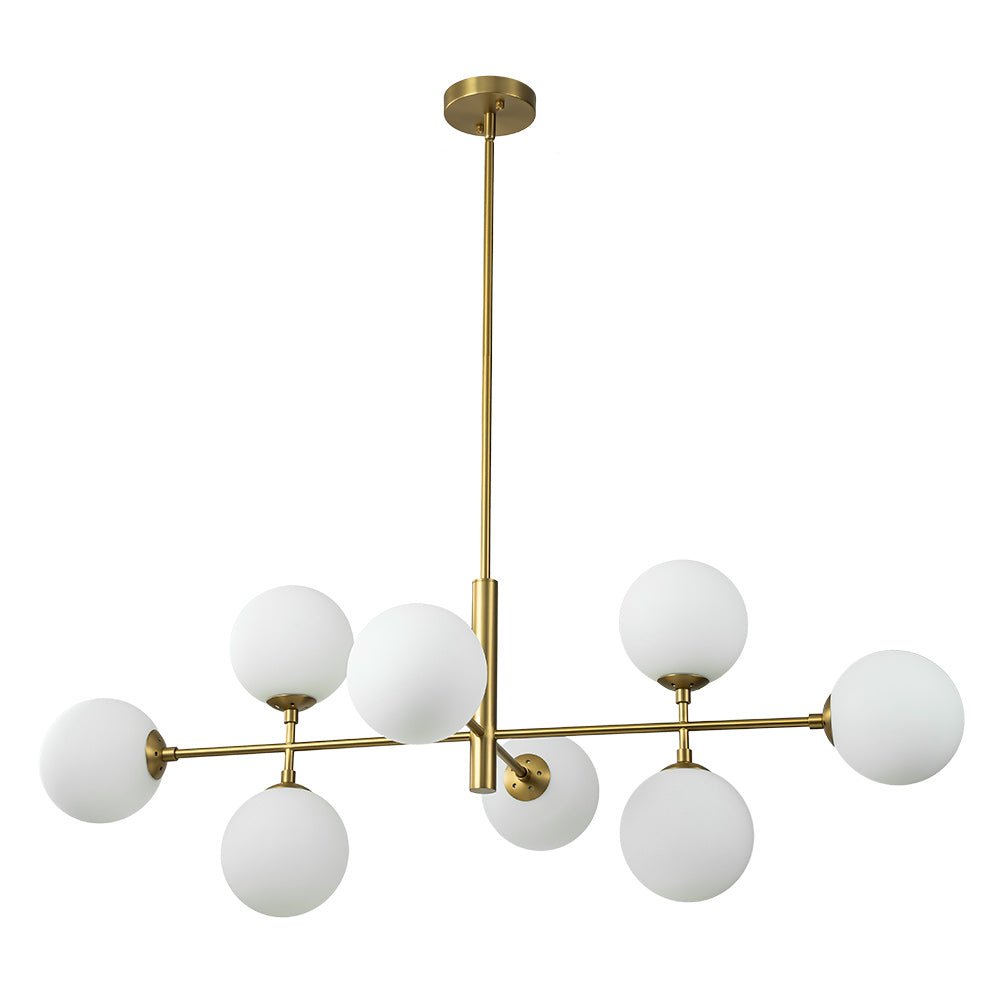 Pendantlightie-Modern 8-Light Opal Linear Kitchen Island Chandelier-Chandeliers-Black-