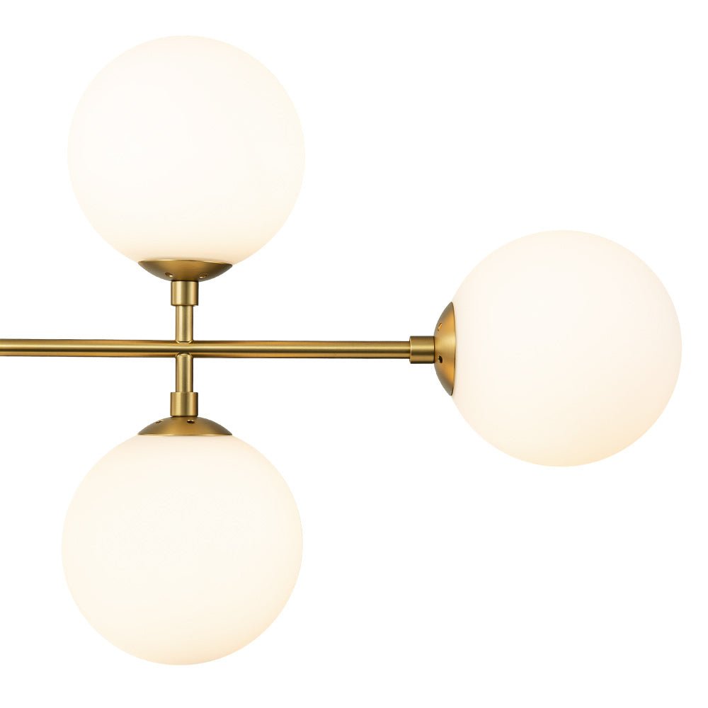Pendantlightie-Modern 8-Light Opal Linear Kitchen Island Chandelier-Chandeliers-Black-