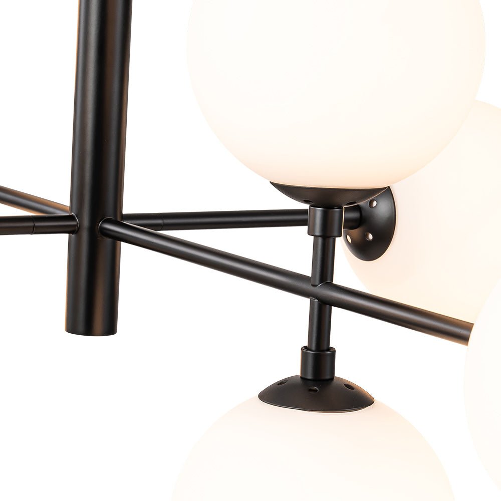 Pendantlightie-Modern 8-Light Opal Linear Kitchen Island Chandelier-Chandeliers-Black-