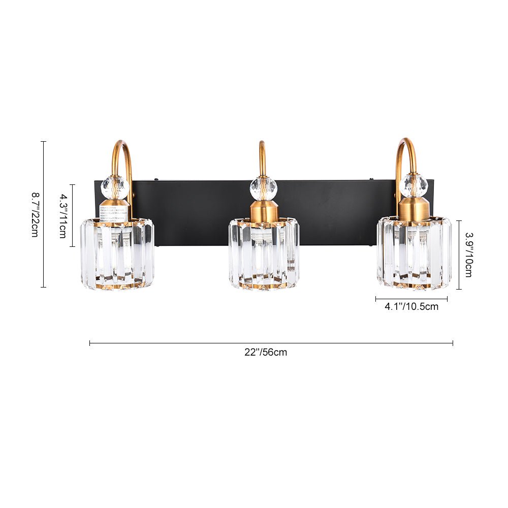 Pendantlightie-Modern Bathroom Vanity Light With Glass Crystal Accent-Wall Light-Chrome-5 Lt