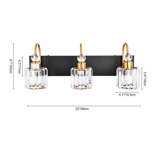 Pendantlightie-Modern Bathroom Vanity Light With Glass Crystal Accent-Wall Light-Chrome-5 Lt