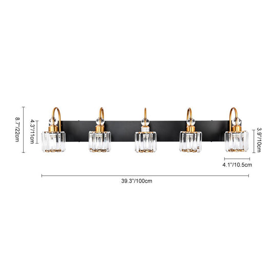 Pendantlightie-Modern Bathroom Vanity Light With Glass Crystal Accent-Wall Light-Chrome-5 Lt