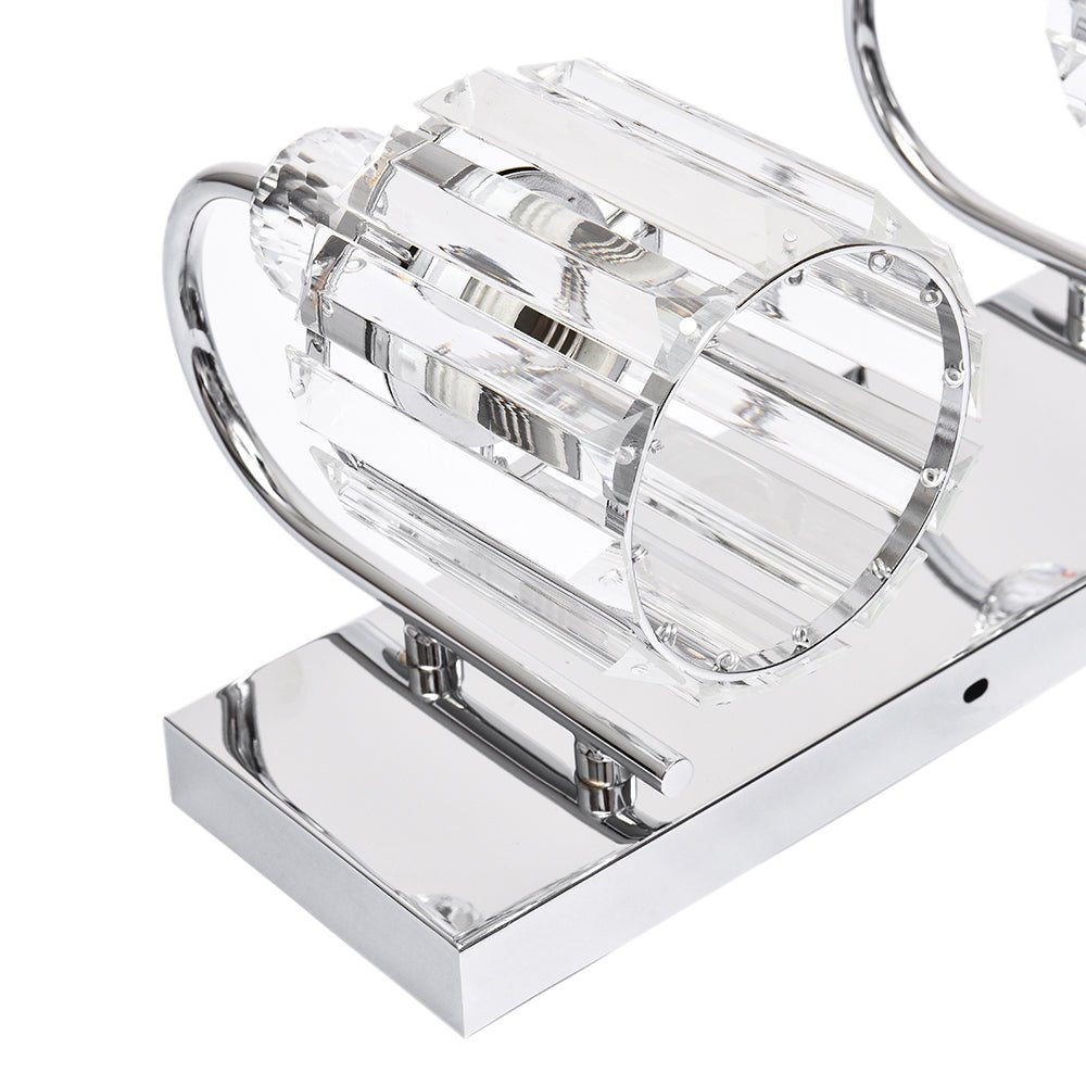 Pendantlightie-Modern Bathroom Vanity Light With Glass Crystal Accent-Wall Light-Chrome-5 Lt