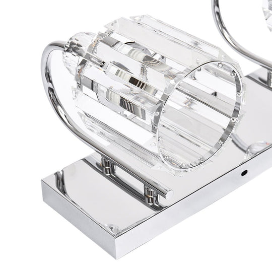 Pendantlightie-Modern Bathroom Vanity Light With Glass Crystal Accent-Wall Light-Chrome-5 Lt