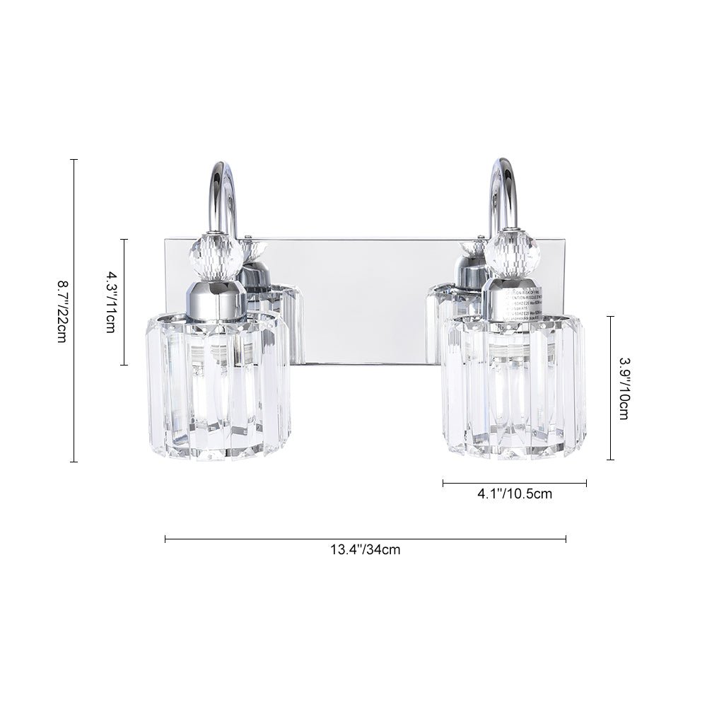 Pendantlightie-Modern Bathroom Vanity Light With Glass Crystal Accent-Wall Light-Chrome-5 Lt
