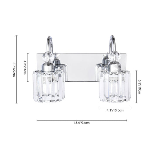 Pendantlightie-Modern Bathroom Vanity Light With Glass Crystal Accent-Wall Light-Chrome-5 Lt