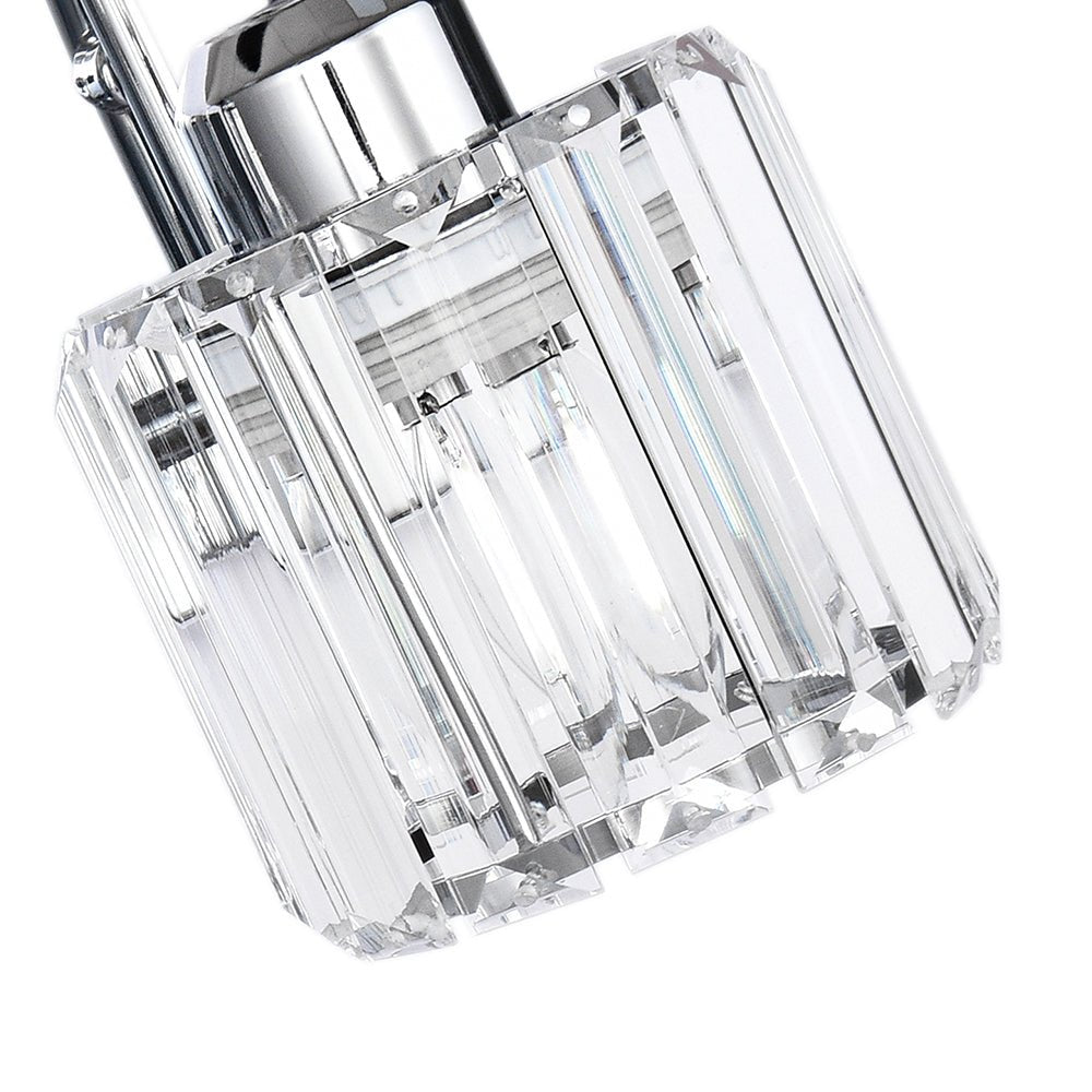 Pendantlightie-Modern Bathroom Vanity Light With Glass Crystal Accent-Wall Light-Chrome-5 Lt