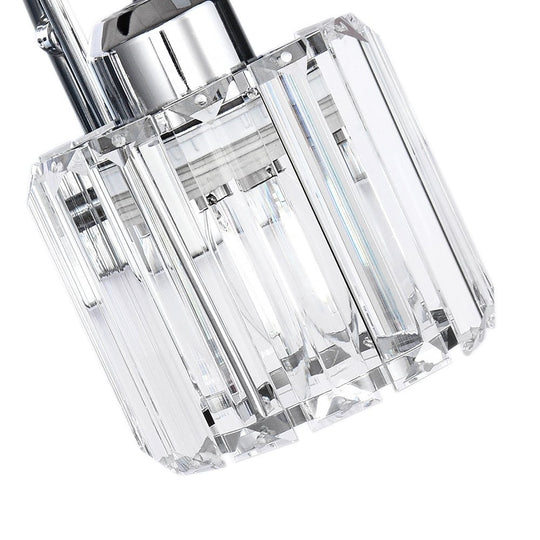 Pendantlightie-Modern Bathroom Vanity Light With Glass Crystal Accent-Wall Light-Chrome-5 Lt