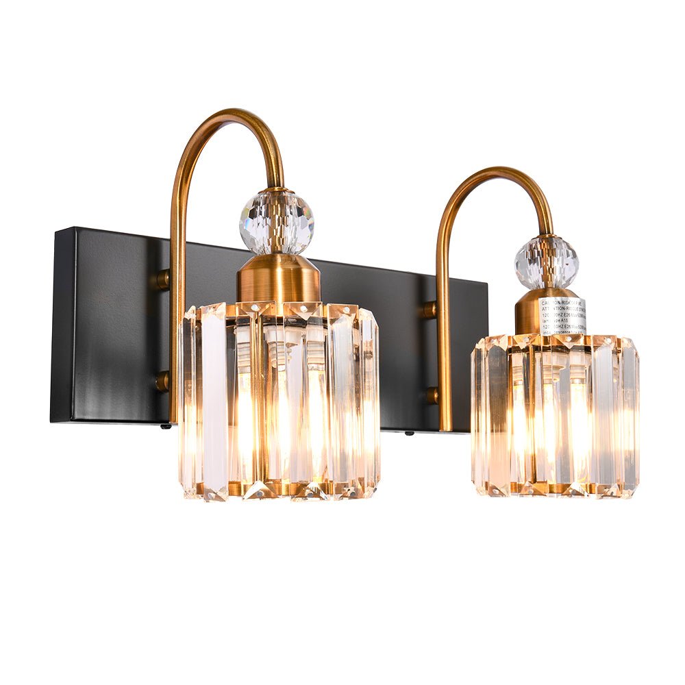 Pendantlightie-Modern Bathroom Vanity Light With Glass Crystal Accent-Wall Light-Chrome-5 Lt