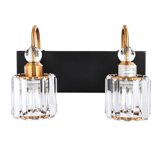 Pendantlightie-Modern Bathroom Vanity Light With Glass Crystal Accent-Wall Light-Chrome-5 Lt