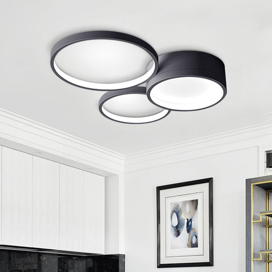 Pendantlightie-Modern Circle Dimmable Led Flush Mount-Flush Mount-Black-3Lt