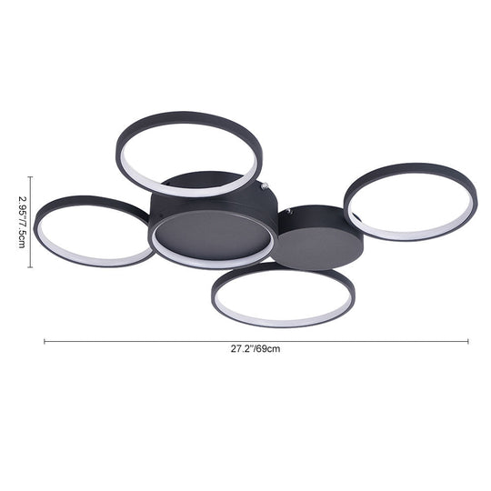 Pendantlightie-Modern Circle Dimmable Led Flush Mount-Flush Mount-Black-3Lt