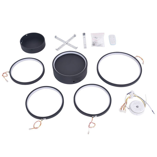 Pendantlightie-Modern Circle Dimmable Led Flush Mount-Flush Mount-Black-3Lt