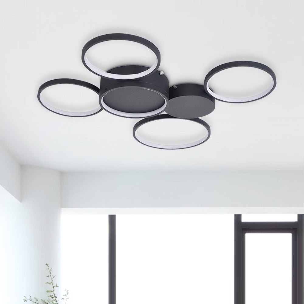 Pendantlightie-Modern Circle Dimmable Led Flush Mount-Flush Mount-Black-5Lt