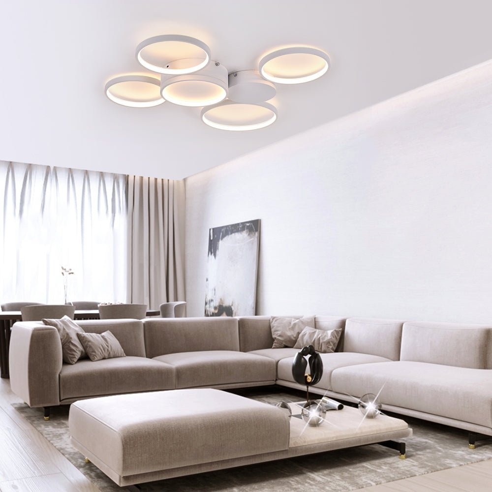 Pendantlightie-Modern Circle Dimmable Led Flush Mount-Flush Mount-White-5Lt