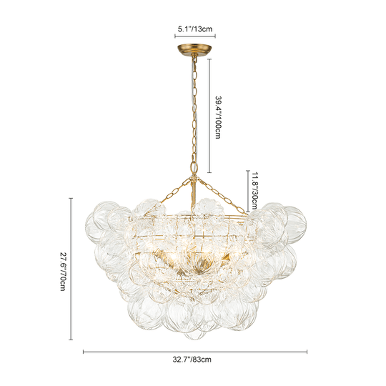 Pendantlightie-Modern Clear Textured Glass Globe Chandelier-Chandeliers-8Lt-Brass