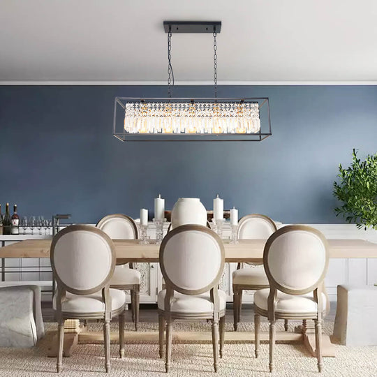 Pendantlightie-Modern Crystal 5-Light Rectangular Chandelier-Chandeliers--