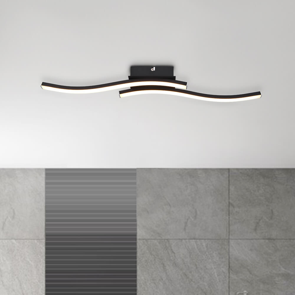 Pendantlightie-Modern Curved Led Semi Flush Mount-Semi Flush Mount-Black-2Lt