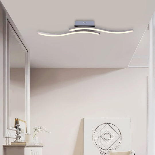 Pendantlightie-Modern Curved Led Semi Flush Mount-Semi Flush Mount-Nickel-2Lt