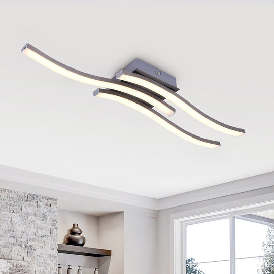 Pendantlightie-Modern Curved Led Semi Flush Mount-Semi Flush Mount-Nickel-3Lt