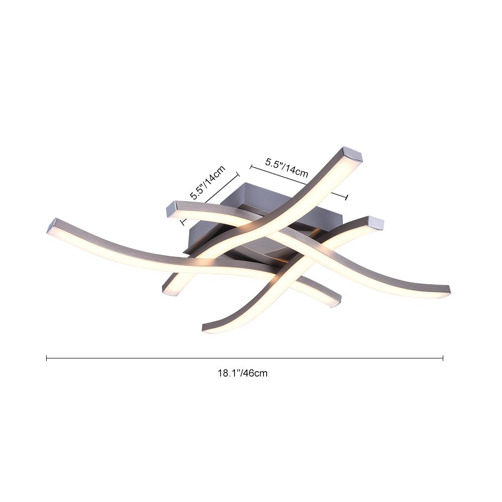 Pendantlightie-Modern Curved Led Semi Flush Mount-Semi Flush Mount-Nickel-3Lt