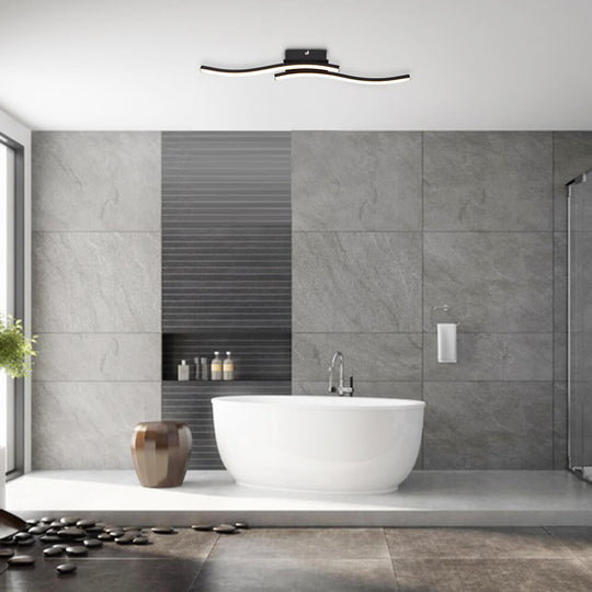 Pendantlightie-Modern Curved Led Semi Flush Mount-Semi Flush Mount-Nickel-4Lt