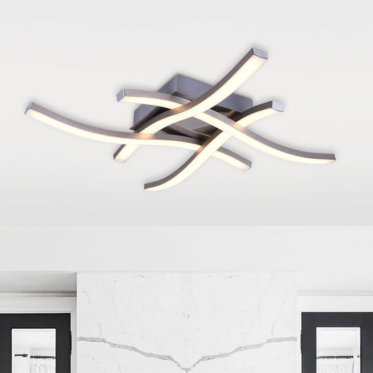 Pendantlightie-Modern Curved Led Semi Flush Mount-Semi Flush Mount-Nickel-4Lt