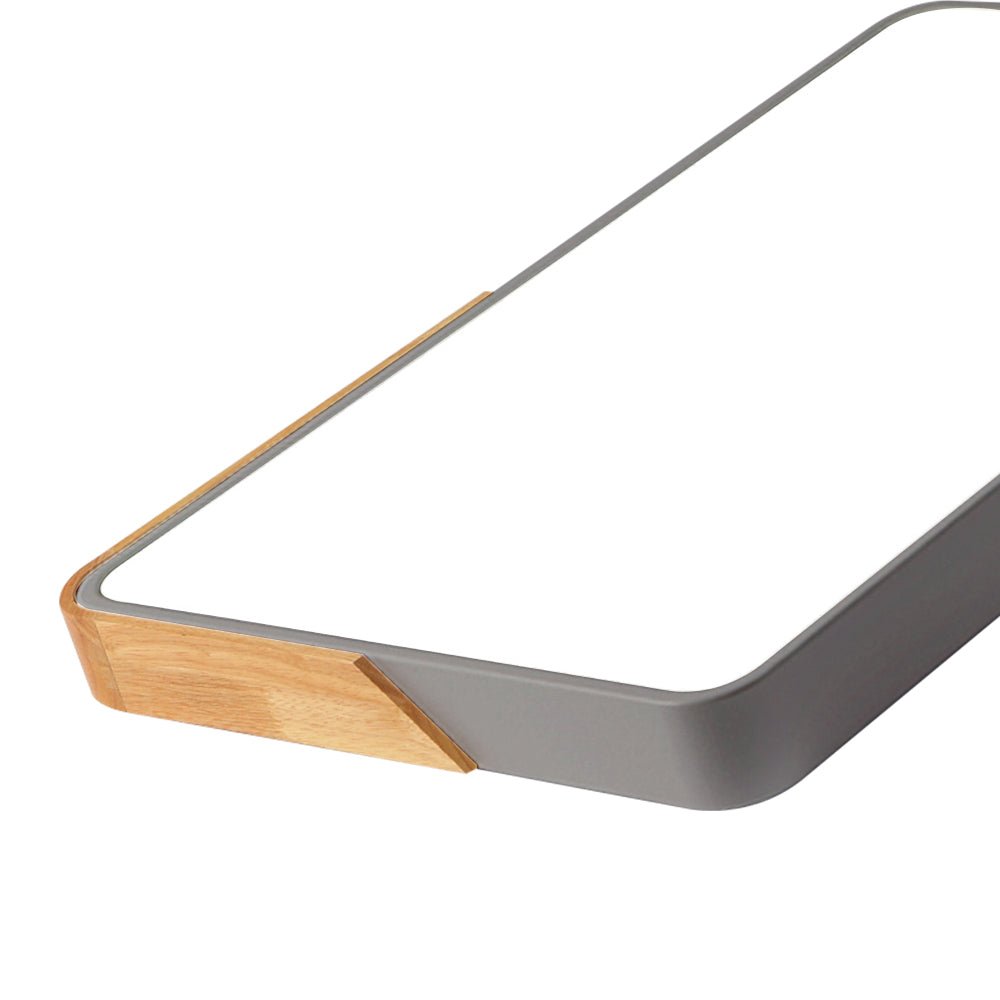 Pendantlightie-Modern Dimmable Rectangle Led Ceiling Light With Wood Accents-Flush Mount-Gray-