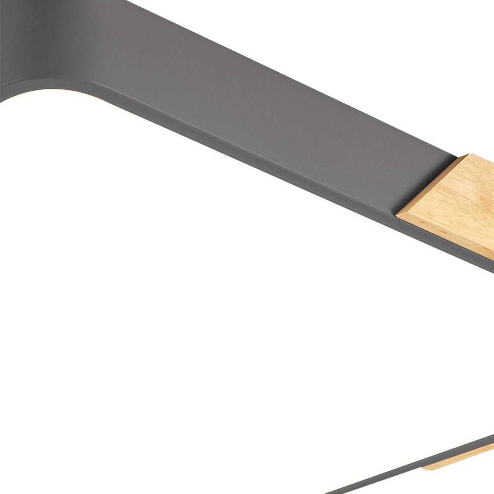 Pendantlightie-Modern Dimmable Rectangle Led Ceiling Light With Wood Accents-Flush Mount-Gray-