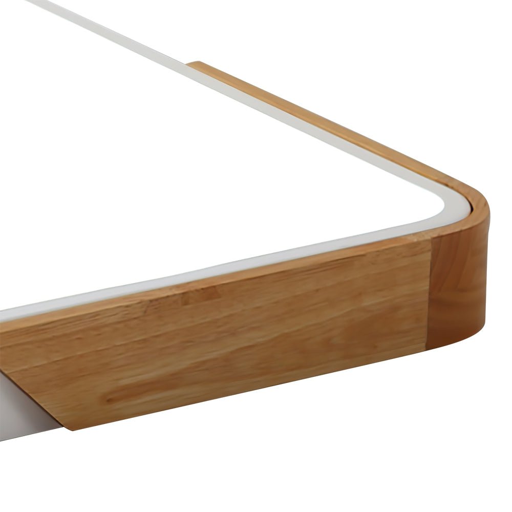 Pendantlightie-Modern Dimmable Rectangle Led Ceiling Light With Wood Accents-Flush Mount-Gray-