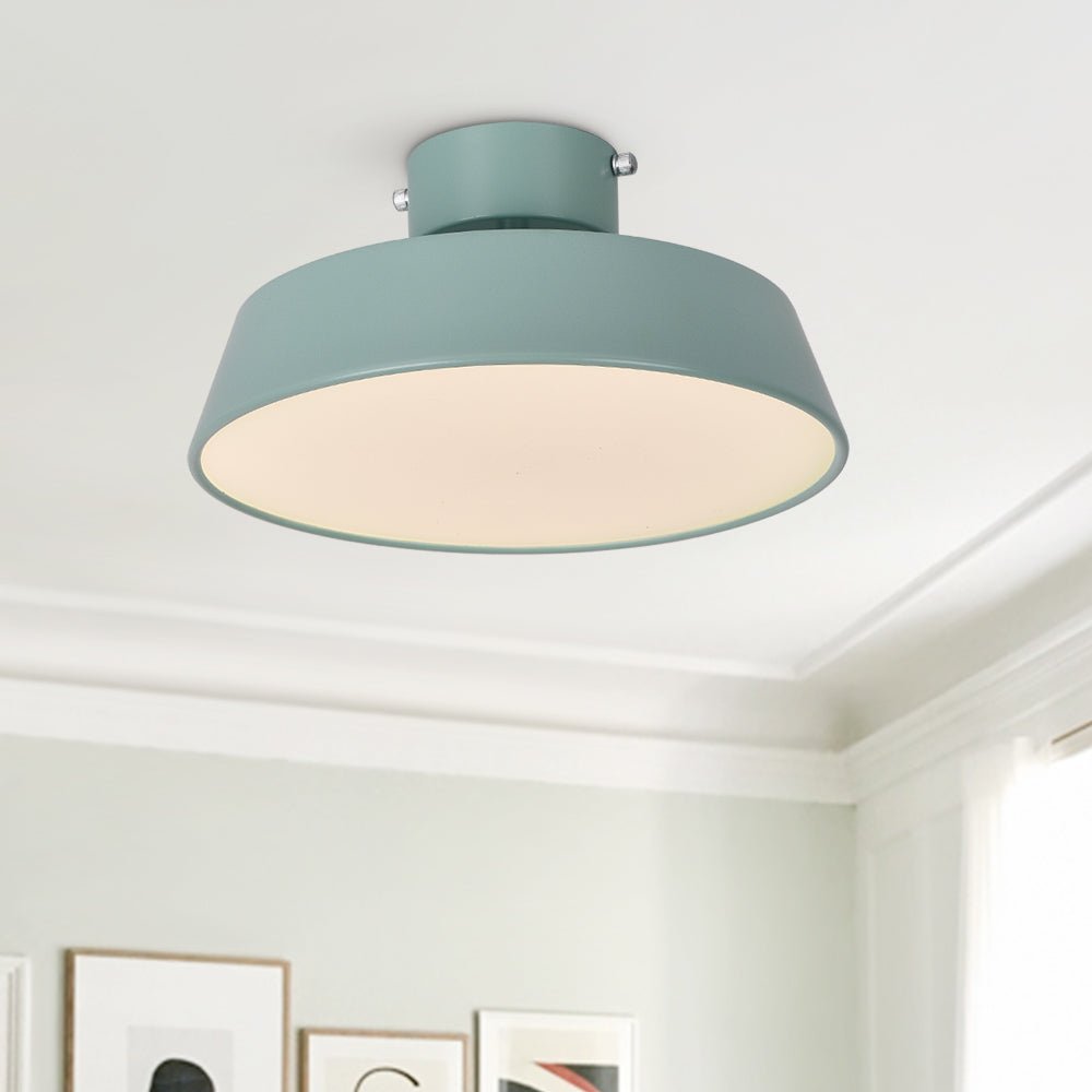 Pendantlightie-Modern Drum Led Semi Flush Mount-Semi Flush Mount-Green-